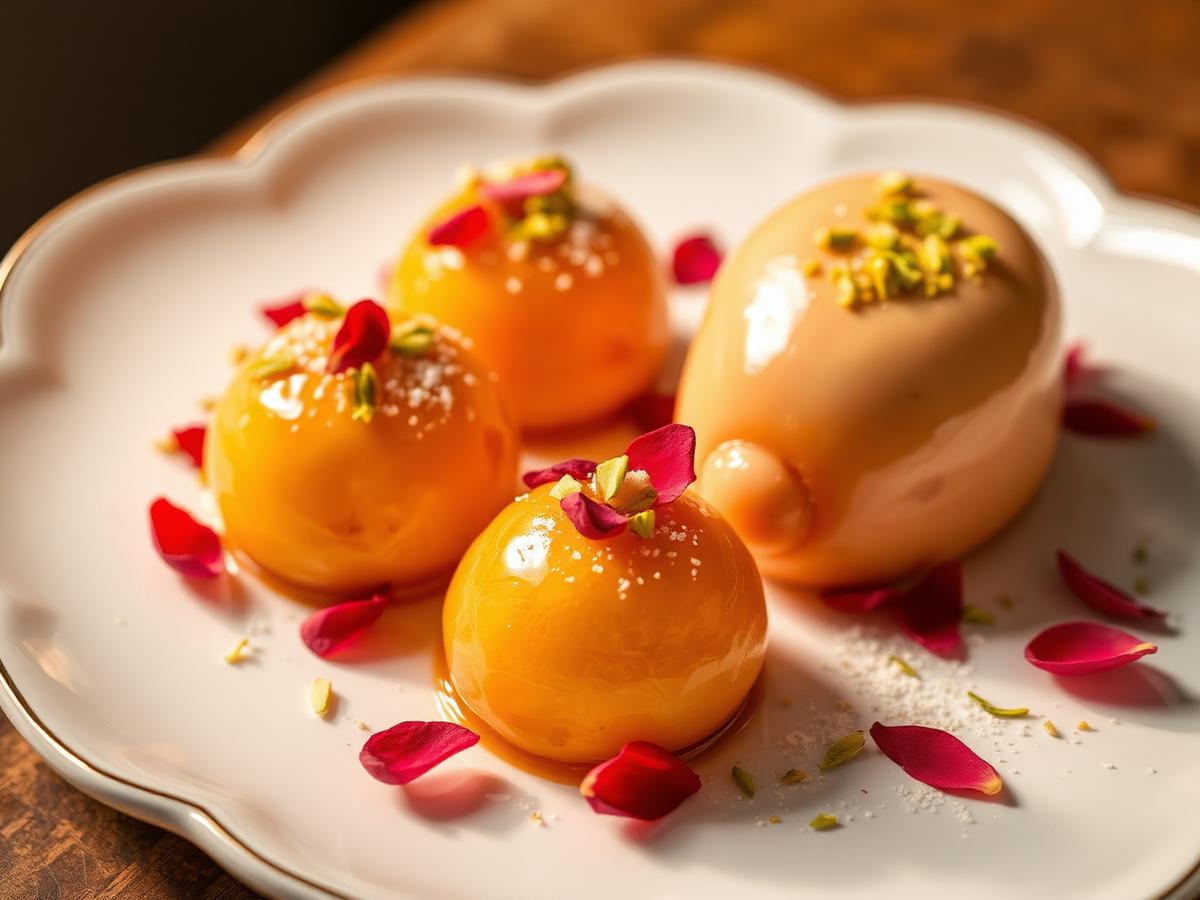 Traditional Indian desserts gulab jamun and rasmalai in Dubai