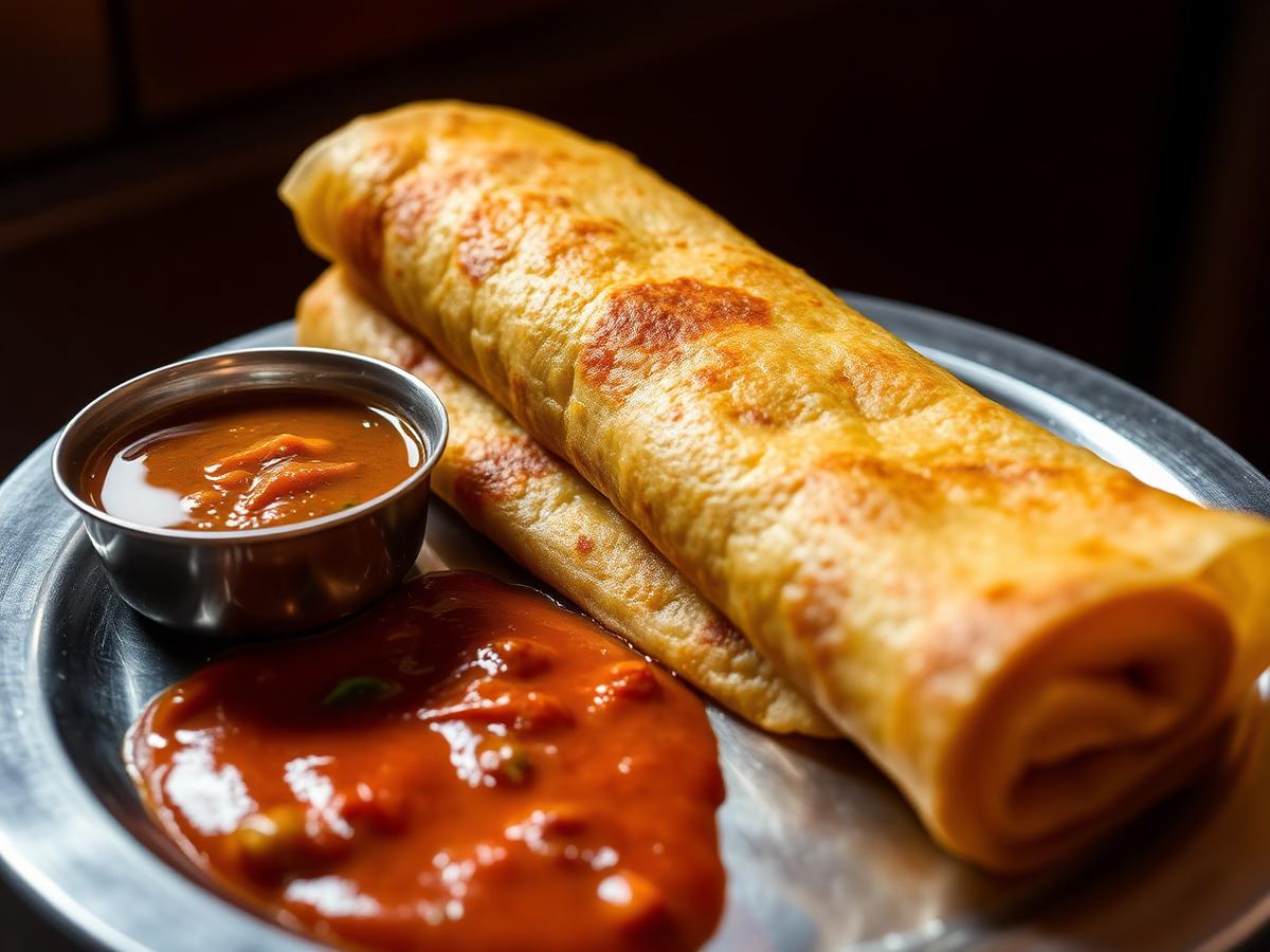 Crispy golden masala dosa served at Bengaluru Tiffanys Dubai